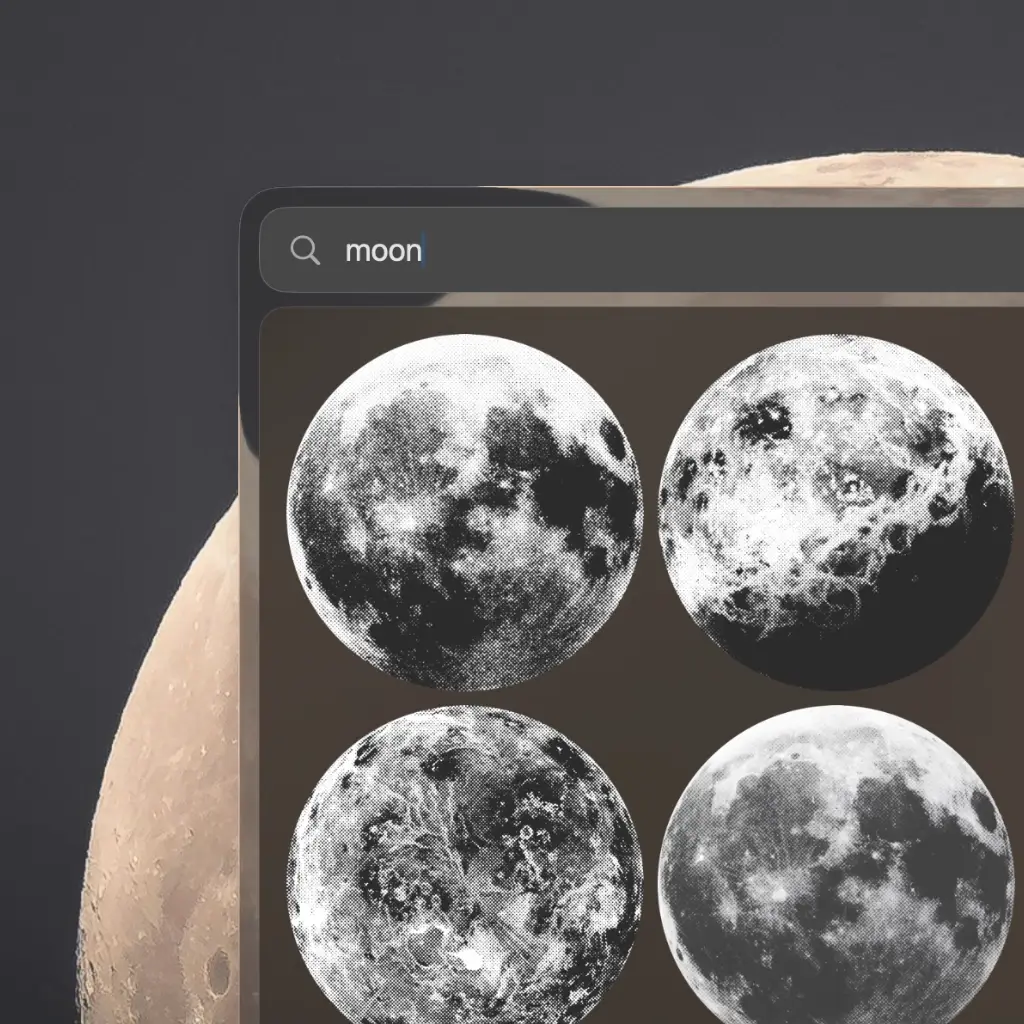 Sharkfin searchbar showing results for 'pyramid' on a light cyan background