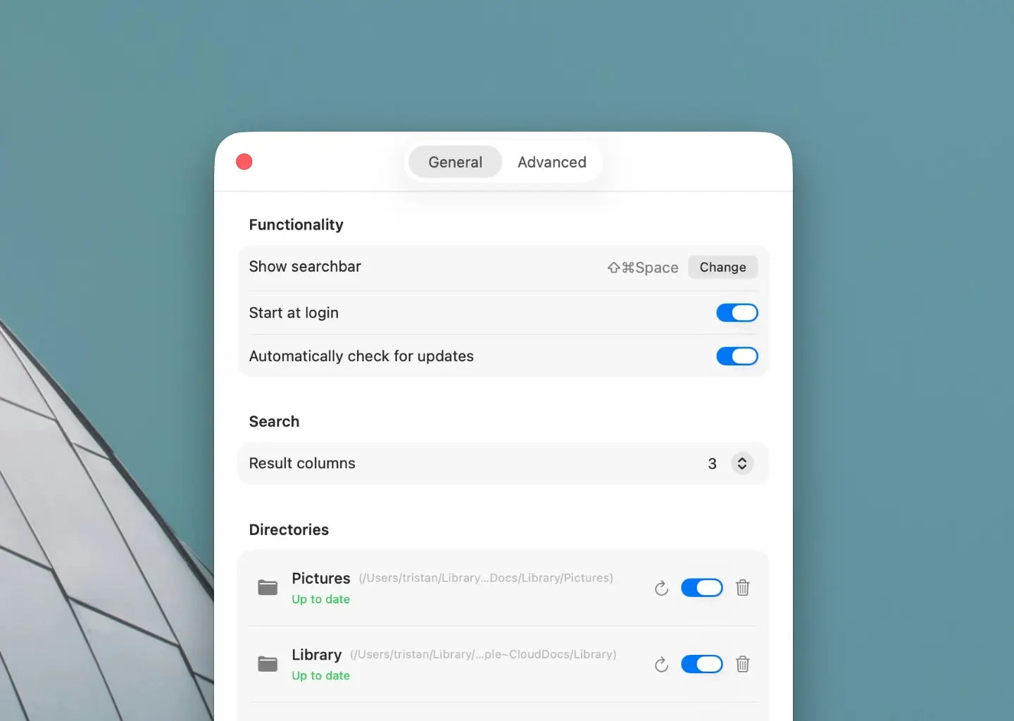 Sharkfin settings interface
